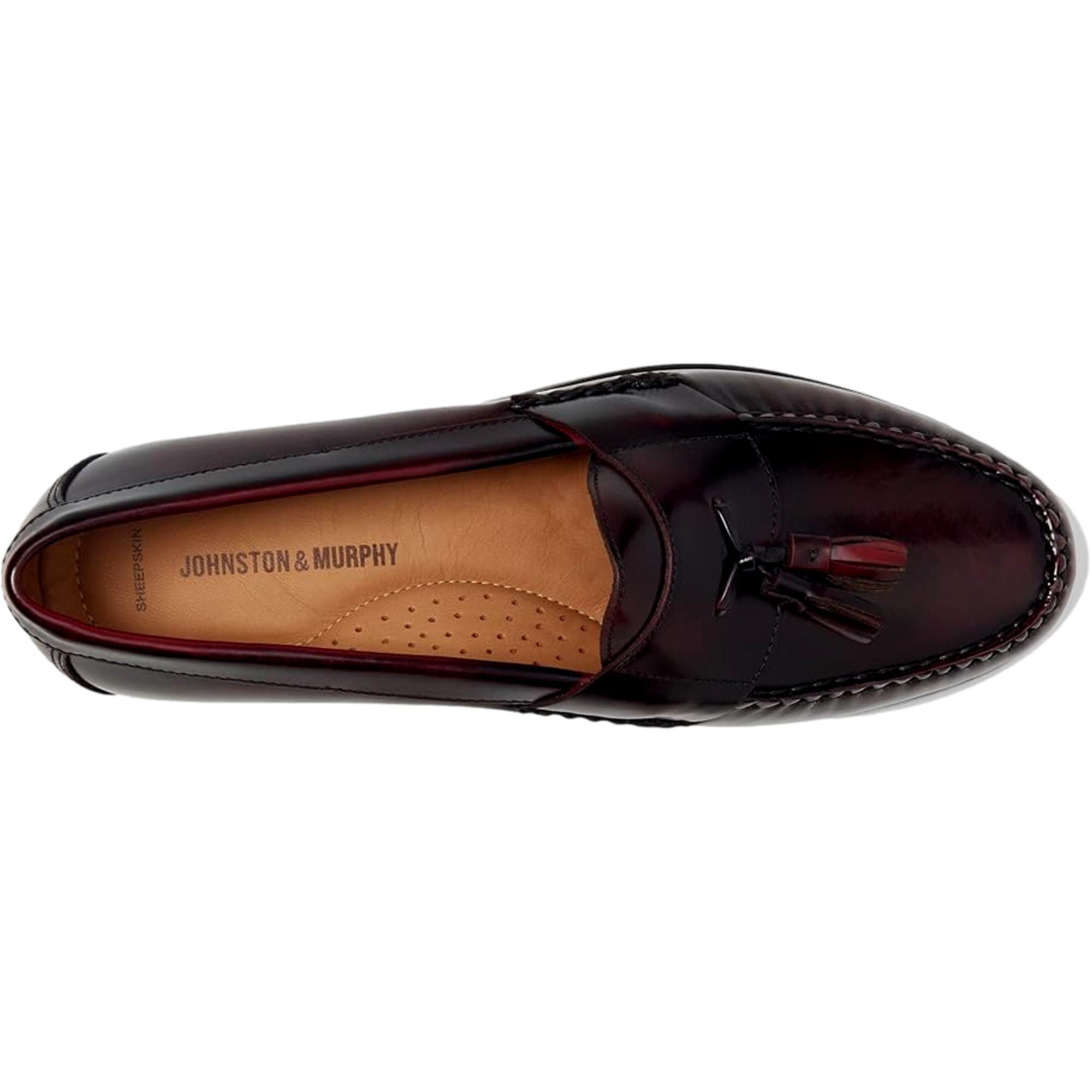 JOHNSON & MURPHY 15-1094 HAYS SHEEPSKIN TASSEL PINCH BURGUNDY  SHOES SIZE 10 Men main image 2